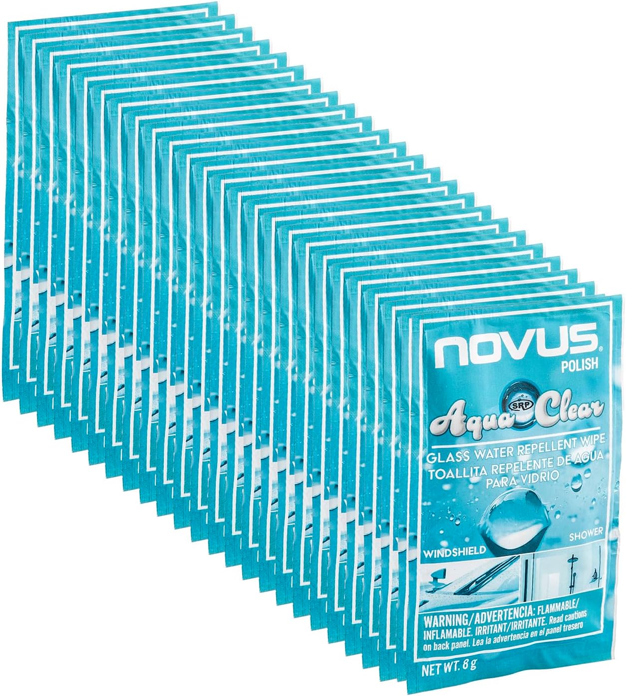 Novus Polish AquaClear - Glass Water Repellent Wipe 2pk/10pk/25pk